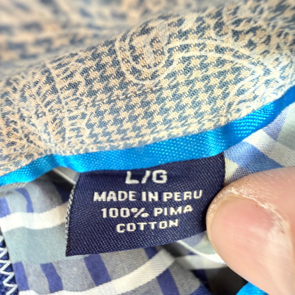 Tommy Bahama Button Down Shirt Mens Large Blue Striped Pima Cotton Long Sleeve - Picture 3 of 4